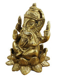 White Whale Brass Hindu God Lord Ganesha and Lakshmi Bhagwan Lord Ganesha and Lakshmi Idol Statue Murti 3" inch