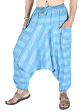 Whitewhale Mens Women Cotton Stripe Harem Pants Pockets Yoga Trousers Hippie