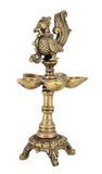White Whale Brass Peacock Design 5 Oil Wick Diya (8.5 inches)
