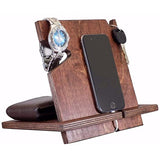 White Whale Wood Phone Docking Station with Key Holder, Wallet Stand and Watch Organizer Men's Gift MyFancyCraft Compatible with Any Phone