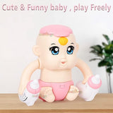White whale Battery Operated Musical Toys Tumbling Baby Electric Toys with Baby Feeding Bottle Voice Control Sensor Light Music Rotating Arm Sound Toy for Kids (Pack of 1) Random Color Dispatch