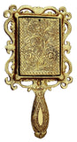 White Whale Beautifully Carved Square Shape Gold Plating Metal Hand Mirror for Makeup, Travelling, Salon Mirror & Decorative Hand Mirror Antique Item for Wedding,Corporative Gift Item