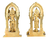 White Whale Brass Lord Vishnu and Lakshmi Statue Idol Murti for Home Decor Mandir Pooja Carved Frame with Kirtimuka