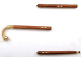 White Whale Fox Walking Stick - Men Derby Canes and Wooden Walking Stick for Men and Women - 37" Brown Ebony Brass Handle in Golden Tone Natural Wood Unisex Cane