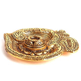 White Whale Om Shaped Metal Gold Plated Incense Stick Holder (Agarbati Stand)