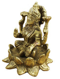White Whale Brass Hindu God Lord Ganesha and Lakshmi Bhagwan Lord Ganesha and Lakshmi Idol Statue Murti 3" inch