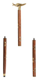 White Whale Bird Walking Stick - Men Derby Canes and Wooden Walking Stick for Men and Women - 37" Brown Ebony Brass Handle in Golden Tone Natural Wood Unisex Cane