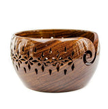 White Whale Handmade Indian Rosewood Wooden Yarn Bowl, Knitting Yarn Holder and Organizer - Perfect For Mother's Day! 6 x 3 Inches