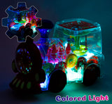 White Whale Musical Toy Battery Operated Transparent Gear Toy Train with Bump & Go Action for Kids Flashing Light & Sound Toy (Pack of 1) Multicolor