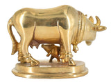 White Whale Brass Cow and Calf Idol Showpiece for Home Decor and Decorative Gift