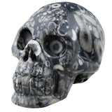 White Whale Healing Crystal Stone Black Crinoid Fossil Human Reiki Skull Figurine Statue Sculptures