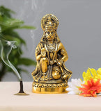 White Whale Hanuman Ji Statue Sitting In Metal Hanuman Ji Idol Bajrangbali Murti Gift Article Decorative Showpiece, 1 Piece.