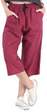 Whitewhale Womens Loose Elastic Waist Cotton Casual Capri Wide Leg Palazzo Pants