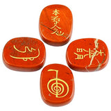 White Whale  4 pcs Engraved Chakra Stones Palm Stone Reiki Balancing