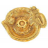 White Whale Om Shaped Metal Gold Plated Incense Stick Holder (Agarbati Stand)