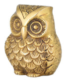 White Whale Brass Metal Antique Gold Finish Laxmi Vahana Owl Statue Home Décor