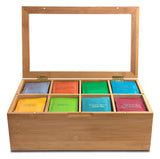White Whale Wooden Tea Box Storage Organizer Taller Size Holds 120+ Standing or Flat Tea Bags