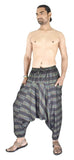 Whitewhale Mens Women Cotton Stripe Harem Pants Pockets Yoga Trousers Hippie