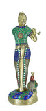White Whale Lord Krishna Statue | Beautiful Clay Handmade Krishna Big Standing Lord Krishna Murti Playing Flute with Side Peacock.