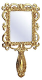 White Whale Beautifully Carved Square Shape Gold Plating Metal Hand Mirror for Makeup, Travelling, Salon Mirror & Decorative Hand Mirror Antique Item for Wedding,Corporative Gift Item
