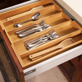 White Whale Drawer Dividers silverware tray Expandable Utensil Cutlery Tray Wooden Adjustable Flatware Organizer Kitchen Storage Holder for Knives Forks Spoons Accessories Gadgets