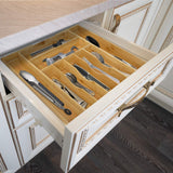 White Whale Drawer Dividers silverware tray Expandable Utensil Cutlery Tray Wooden Adjustable Flatware Organizer Kitchen Storage Holder for Knives Forks Spoons Accessories Gadgets