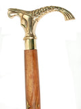 White Whale Jal Pari Walking Stick - Men Derby Canes and Wooden Walking Stick for Men and Women - 37" Brown Ebony Brass Handle in Golden Tone Natural Wood Unisex Cane