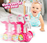 White Whale Musical Dancing Toys For Kids Babies 360 Degree Rotating Bump N Go Action Unicorn Light&Sound Moving Crawling Toys For 1 Year Old Kid,Pink