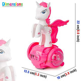 White Whale Musical Dancing Toys For Kids Babies 360 Degree Rotating Bump N Go Action Unicorn Light&Sound Moving Crawling Toys For 1 Year Old Kid,Pink