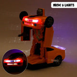White Whale automatic 2-in-1 deformation toy with light music and bump function (sports car 2)- Multi color