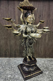 White Whale Brass DeepLaxmi statue with diya holder space - Welcome lady for positive energy- Deep Lakshmi sculpture - Deeplakshmi idol