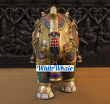 White Whale Brass Atiramaniya Devarha Gaja (Beautiful Divine Elephant) - Vehicle of Lord Indra - Semi-Precious Stones | Big Idol