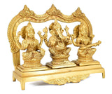 White Whale Brass Brass Lakshmi Ganesh Saraswati Statue Set Idol Home Decor Figurine