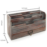 White Whale Expandable Wooden Desktop Mail Sorter with Pen & Pencil Drawer