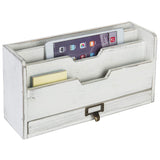 White Whale Expandable Wooden Desktop Mail Sorter with Pen & Pencil Drawer