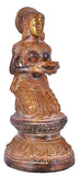 White Whale Brass Deeplaxmi Statue/Hand Carved Religious Standing Goddess Lakshmi/Diwali Oil Lamp Laxmi/Diya Holding Lady/Temple Decor Art