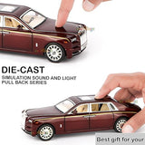 White Whale Diecast Metal Pullback Openable Doors Toy Cars with Flashing Light and Musical Sound for Car Collection Gifts Toys for Kids Boys and Girls Children (Maroon)