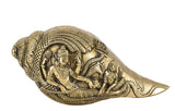 White Whale Brass Lord Vishnu Laxmi Shankh Statue With Sound for Pooja l Brass Conch for Home Décor