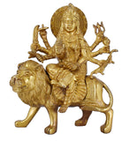 Whitewhale Brass Maa Durga/Ma Sherwali Idol Sitting On Lion Murti Religious Strength God Sculpture Idol