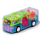 White Whale Musical Toy Battery Operated Transparent Gear Bus with 3D Light & Sound Effects 360 Degree Rotating for Boys Girls Kids (Multicolor) Pack of 1