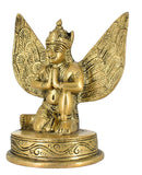 White Whale Brass God Garud Dev Sitting Statue Lord Vishnu's Vehicle Garuda Murti Idol Religious Showpiece Figurine