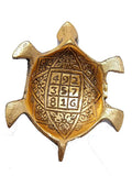 White Whale Golden Feng Shui Metal Tortoise with Metal and Glass Plate showpiece, Lucky Charms Good Omens Good Health