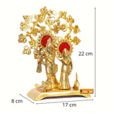 White Whale Radha Krishna Standing Playing Flute Under Tree idol Metal Statue Gold Antique Finish for Pooja & Home,Office Decorative,Radha Krishna Murti Showpiece Figurines,Religious idol Decorative Gift Article...