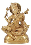 White Whale Maa Saraswati Brass Statue Religious Goddess Sculpture Idol Home Décor