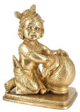White Whale Makhan Krishna Statue Hindu God Figurine Flute Lover Solid Handmade Brass Sculpture Home Decor