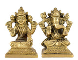 White Whale Brass Laxmi Ganesh Set Idol Showpiece - Brass Gold Finish Lakshmi Ganesha Idols Statue for Diwali Gifts Puja Home Decor Figurine