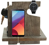White Whale Wood Phone Docking Station with Key Holder, Wallet Stand and Watch Organizer Men's Gift MyFancyCraft Compatible with Any Phone