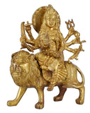 Whitewhale Brass Maa Durga/Ma Sherwali Idol Sitting On Lion Murti Religious Strength God Sculpture Idol
