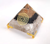 White Whale Amethyst Orgone Pyramid Energy Generator Reiki Healing Crystal Chakra With Gold Stand Feng Shui Pyramid