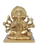 Whitewhale Large Unique Five Face Panchmukhi Hanuman Brass Statue Religious Strength God Sculpture Idol